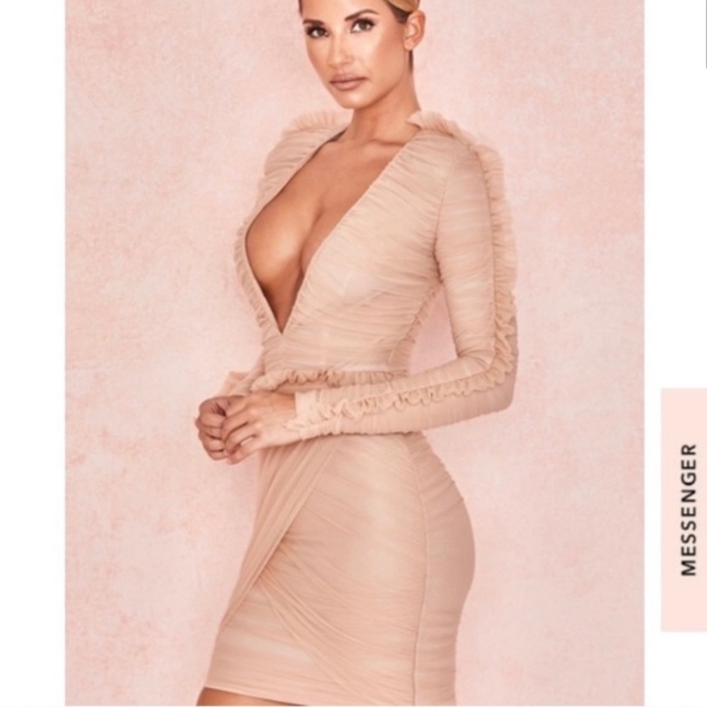 House Of CB, 'Fleur' Nude Tulle Dress, Size L